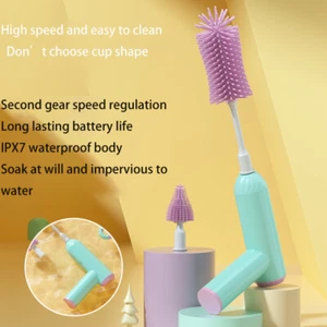 2Speeds Electric Bottle Brush Baby Bottle Brush Nipple Brush Straw Cleaner Brush - Picture 1 of 7