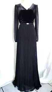 NWT Ralph Lauren Long Sleeve V Neck Velvet and Sheer Evening Party Dress Size 10 - Picture 1 of 14