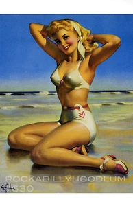 New Pinup Girl Poster 11x17 Vintage Art Blonde Beach Bikini Rockabilly - Picture 1 of 1
