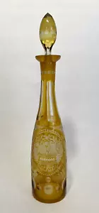 Egermann or Egermann Style Amber Etched Bohemian Tall Glass Decanter - Picture 1 of 10