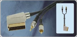 High Quality Switched Scart to 3.5mm Stereo Jack & RCA Phono AV Lead 107.855 - Picture 1 of 3