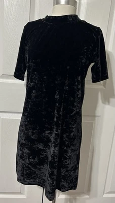 YELETE женщин черный измельченный бархат мини-платье новый с Ярлыками размер S - Изображение 1 из 4