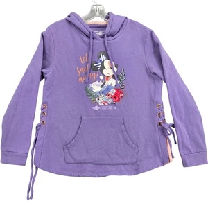 Disney Cruise Line Women Medium 2025 Minnie Mouse Purple Hoodie Lace Up Graphic - Picture 1 of 5