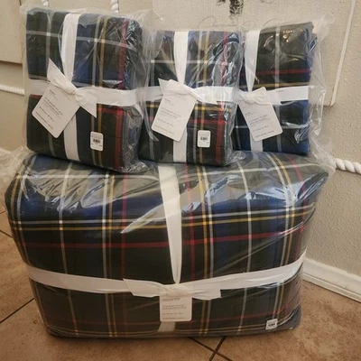 НОВОЕ одеяло Pottery Barn Stewart в клетку Sherpa King/Cal King 3 евро наволочки СОСНА - Изображение 1 из 4