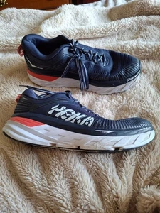 Women's Hoka Bondi 7 Running Shoes Navy/Orange Size 9 hiking nursing - Picture 1 of 9