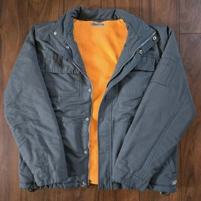 Chaqueta Quiksilver Y2K gris con cremallera de la década de 2000 con forro polar naranja - grande para hombre Foto 1 de 4