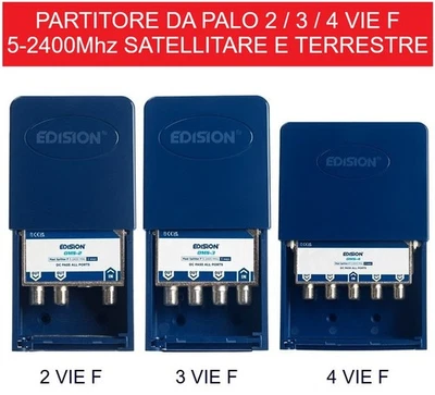 Partitore Derivatore Antenna Tv da Palo Satellitare Digitale Terrestre 2 3 4 Vie - Immagine 1 di 4