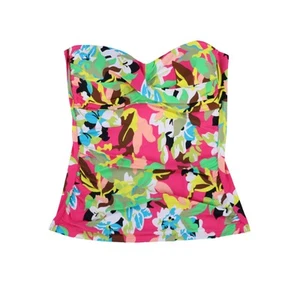 Anne Cole Womens Strapless Tankini Top Twist-Front Pink Floral Xl New - Picture 1 of 2