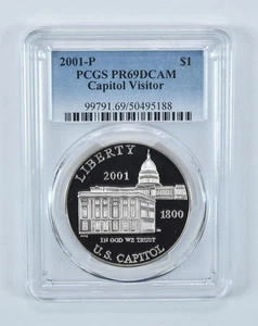 2001-P Capitol Visitor Commemorative Dollar PR69 DCAM PCGS Blue Label *3479 - Picture 1 of 5