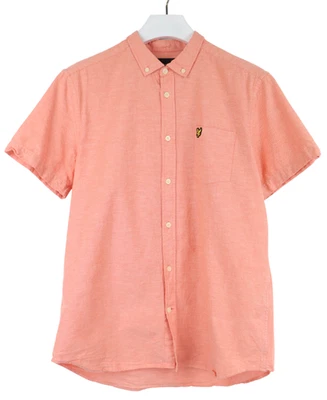 LYLE & SCOTT Shirt Men's LARGE Short Sleeve Coral Button-Down Collar Logo - Image 1 of 4