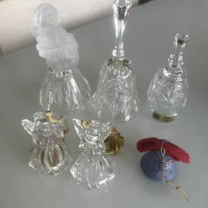 Crystal Bell Ornament Lot Porcelain Hand painted Christmas Holiday Gorham Angel - Picture 1 of 19