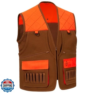 BASSDASH Multi Pockets Upland Field Bird Hunting Vest Blaze Orange Brown Wate - Picture 1 of 5