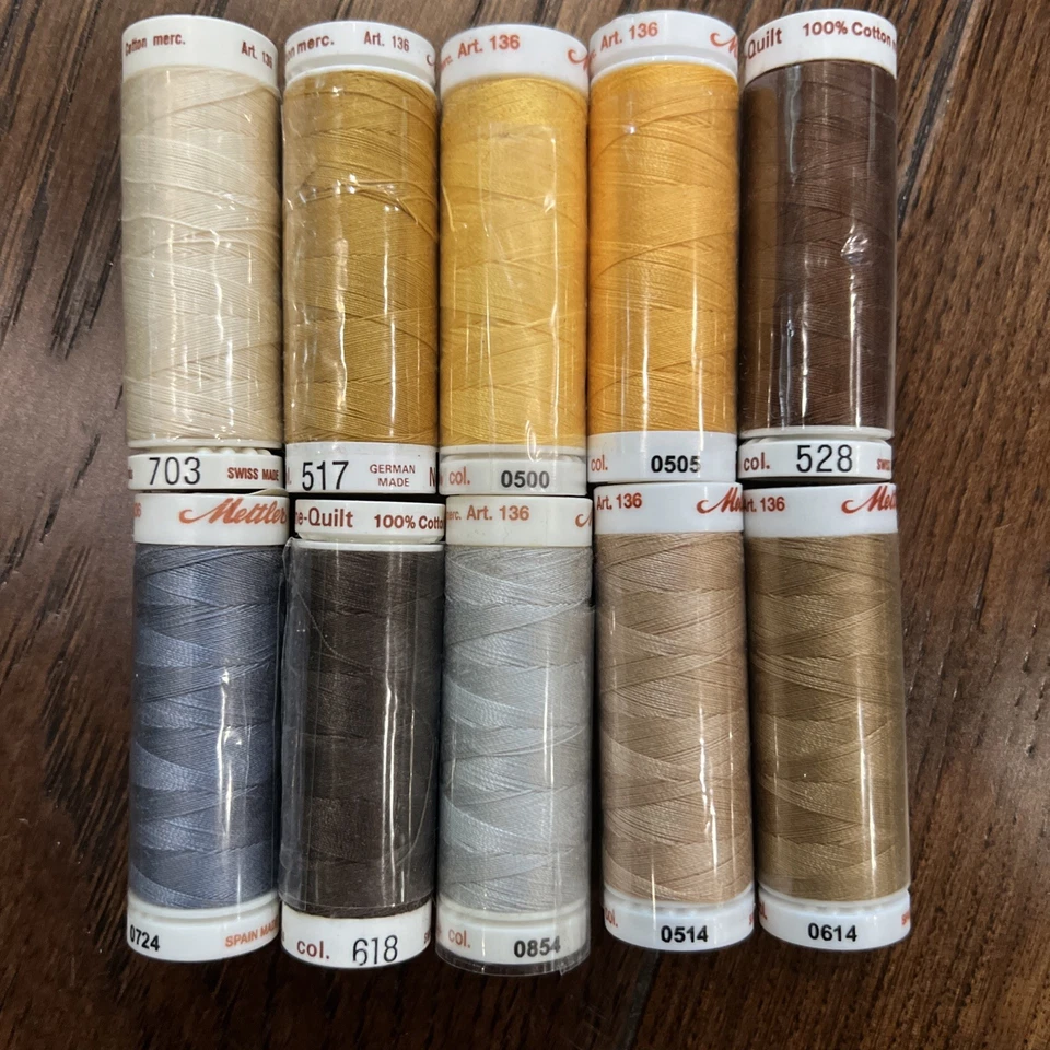 Lot C - Mettler Quilting Thread 10 Spools- 100% Cotton, 164 Yards each VTG - Image 1 of 1