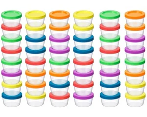 Pcs Snack Containers 7 Oz Small Plastic Food Containers with Lids Reusable 24 - Picture 1 of 6