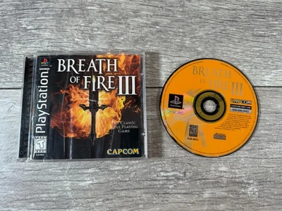 Breath of Fire III (Sony PlayStation 1, 1998) PS1 CIB Etiqueta Negra (DAÑOS POR AGUA) Foto 1 de 4