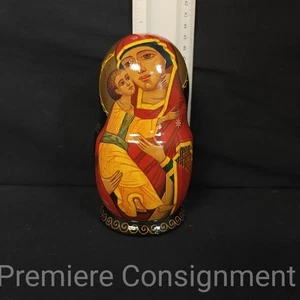 Vintage russische Matroschka religiöse verschachtelte Puppen signiert Maria Jesus - Bild 1 von 10