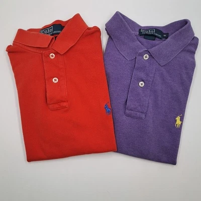 Polo Ralph Lauren Mens Medium M Cotton Polo Lot Of 2 Red/Orange Purple - Image 1 of 4