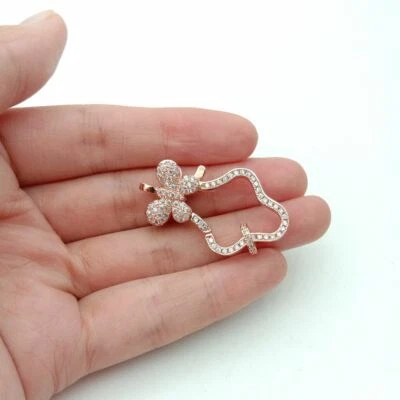 lobster clasp 20x40mm 18k gold Filled cubic zirconia micro pave butterfly clasp - Image 1 of 3