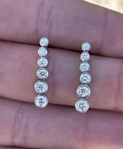 Platinum Tiffany & Co 1.20ct Diamond Exceptional Drop Dangling Earrings (Boxed) - Picture 1 of 10