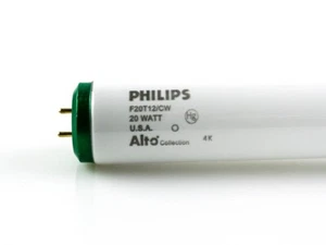 4 LOT GENUINE PHILIPS F20T12/CW ALTO FLUORESCENT LINEAR BULB 20W 24” 2-PIN - Picture 1 of 3