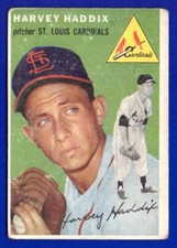 HARVEY HADDIX cardinals 1954 TOPPS #9 GOOD