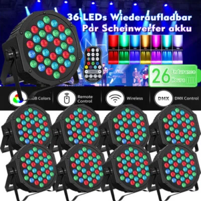 Rechargeable Par Lights RGB Battery Powered,Wireless 36LED Stage DJ Uplights BAR - Image 1 of 4