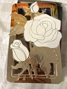 Vintage Wm Rogers Rose Trivet Original Box Package Imported by Oneida Gold Tone - Picture 1 of 11