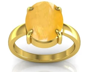 7.25 Ratti 6.00 Carat Yellow Sapphire Pukhraj Gemstone Gold Plated Ring - Picture 1 of 5