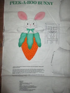 Vintage PEEK-A-BOO BUNNY In CARROT Door/Wall HANGING Fabric Panel - 1990's - Picture 1 of 2