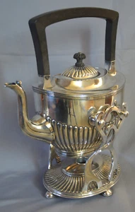 SUPERB ANTIQUE 1860s WILCOX QUADUPLE SILVERPLATE TEAPOT ON STAND W BURNER - Picture 1 of 21