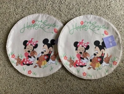 Disney Two 15 inch Round Happy Easter Mickey & Minnie Mouse Placemat - Image 1 of 4
