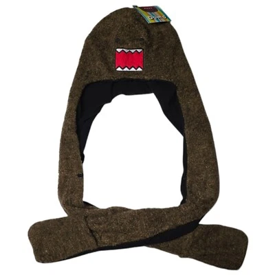 NWT Domo Kun Angry Face Snood Hat w/ Attached Scarf & Mittens Adult - Image 1 of 4