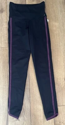 Strut This Stretch Black/Purple Stripes Made in USA Leggings Size One $97 - Image 1 of 2
