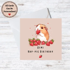 Handmade Personalised Guinea Pig Birthday Card - Customisable Name - Picture 1 of 1