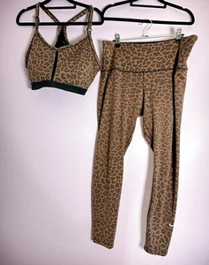 Nike Leopard Dri Fit Sports Racerback Bra & Leggings Set Size 1XL 16-18 Stretch - Picture 1 of 10
