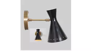 Pair Of Single Light Brass Sputnik Wall Sconce Light Fixture In Black Finish - Picture 1 of 4