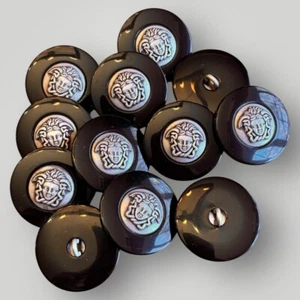 One (1) Medium Medusa Button 2-Piece 1.105” Diameter Brushed Silver/Gloss Black - Picture 1 of 5