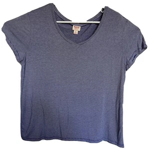 Mossimo Womens T-shirt V-Neck Short Sleeve Sz XXL Blue Basic Soft Casual - Picture 1 of 6