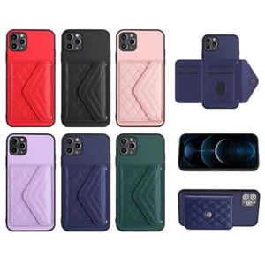 Grid Leather Luxury Phone Case for iPhone 15 14 13 12 11 Pro Max XR XS 7 8 SE - Picture 1 of 15