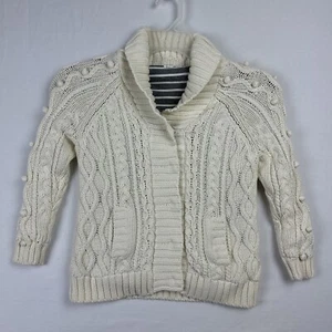 Suéter cárdigan punto cable pescador crema J Crewcuts niñas talla 10 - Imagen 1 de 12