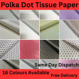 TISSUE PAPER POLKA DOT 17 COLOURS PRINTED COLOURED LUXURY WRAPPING PACKAGING - Picture 1 of 19