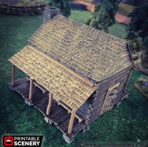 Cabina de troncos - Edificio del Salvaje Oeste - Miniaturas de terreno de mesa - Imagen 1 de 6