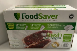 Food Saver Special Value Combo Pack 8" + 11" Rolls + 36 Pre-Cut Storage Bags - Picture 1 of 1