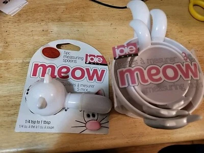 Cat Measuring Spoon & Measuring Cup Sets Joie Meow White New - Image 1 of 3