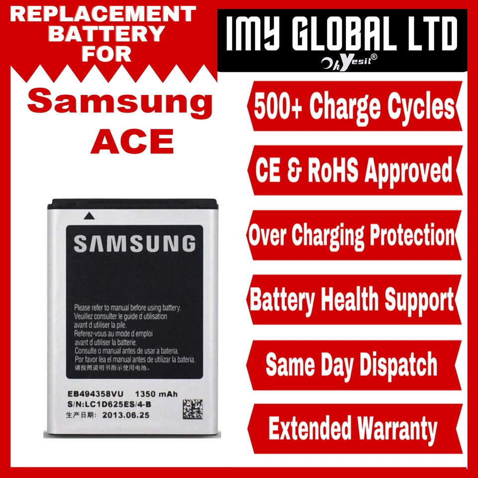Samsung GALAXY Ace Battery B105BE 1350 mAh Brand New UK Dispatch - Image 1 of 1