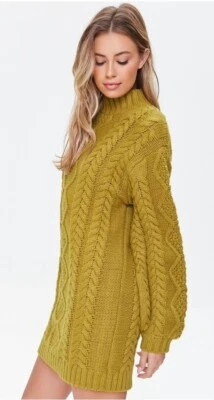 Nuevo con etiquetas Vestido Suéter Forever 21 Para Mujer Grueso Tejido con Cable Dorado Talla M  Foto 1 de 4