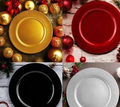 Platzteller Teller Deko Unterteller Silber Gold Hochzeit Weihnachten rot Ø 33cm  - Bild 1 von 4