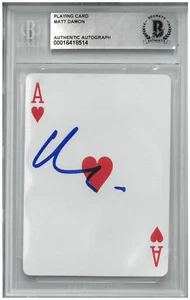 Matt Damon Signed Autograph Slabbed Rounders Playing Card Beckett BAS - Picture 1 of 2