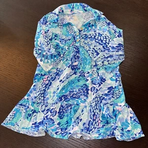 Lilly Pulitzer Amelia Polo Dress in Wave After Wave, Size Medium 6/7 - Picture 1 of 4