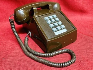 Vintage ITT 2500 Series Brown Pushbutton Touch Tone Desktop Telephone USA*WORKS* - Picture 1 of 6